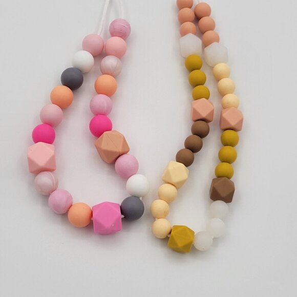2 Handmade Breastfeeding necklace Silicone Beads for nursing mothers . - Picture 1 of 14